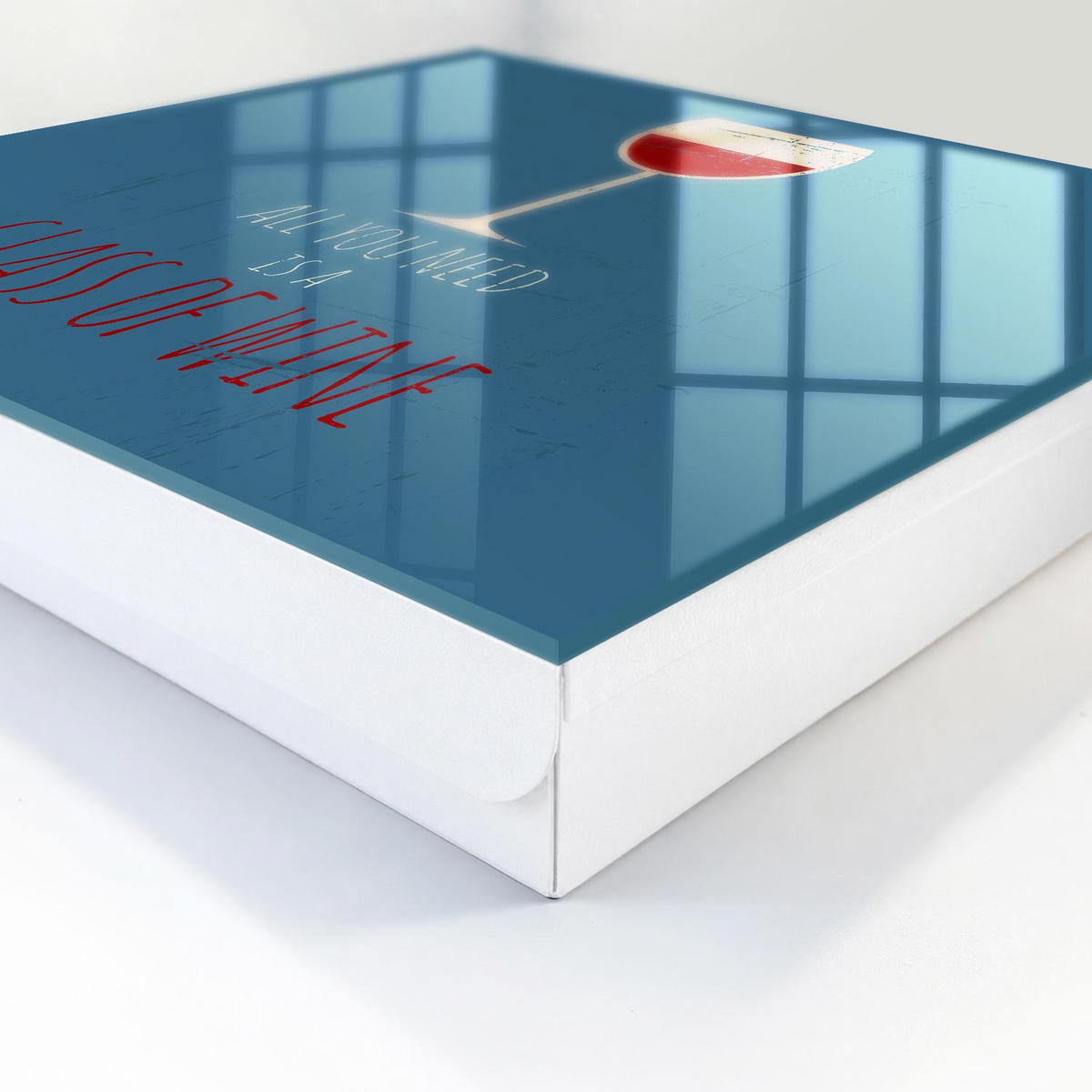 SCHLÜSSELBOX Weiß 30x30 cm – Türöffnung nach rechts - Ein Glas Wein - Blau, Metall (30/30/5cm) - TULUP