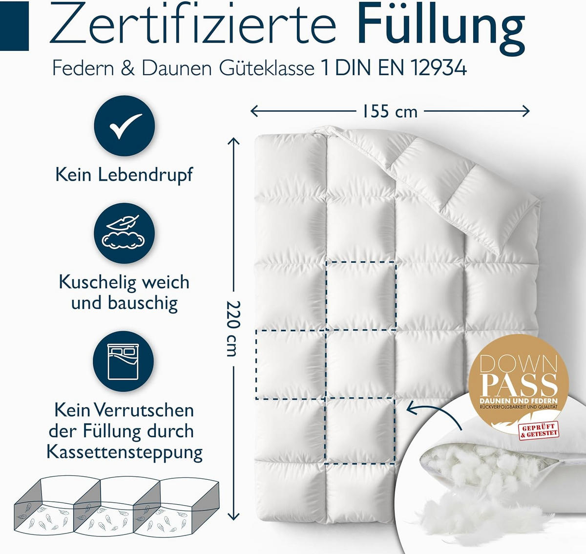 BETTDECKE BeauNuit DA 155x220cm Weiß - Weiß, Textil (155/220cm) - Beautissu 