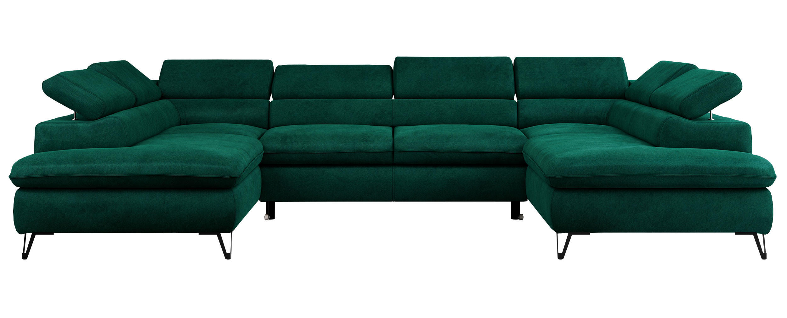 WOHNLANDSCHAFT PETER U Velvet Grün - Schwarz/Grün, Textil/Metall (346/76/208cm) - MKS