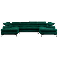 WOHNLANDSCHAFT PETER U Velvet Grün - Schwarz/Grün, Textil/Metall (346/76/208cm) - MKS
