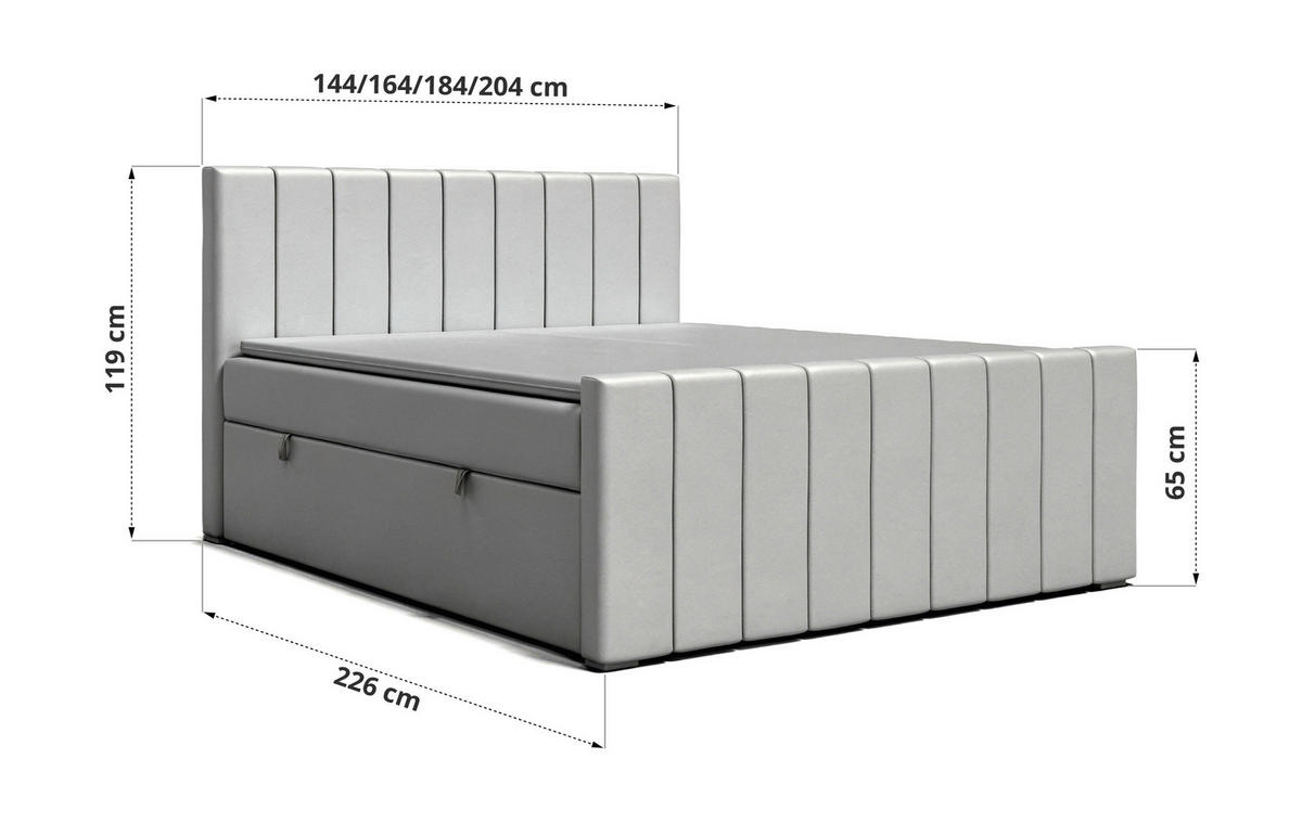 BOXSPRINGBETT ALVER DUO 180/200 - Dunkelgrau Velvet - H4 - Dunkelgrau, Textil (180/200cm) - MKS