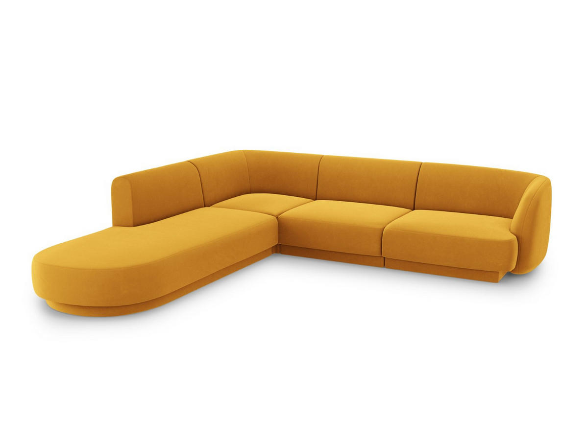 ECKSOFA links Miley aus Samt gelb 6 Sitzplätze - Gelb, Textil (248/255cm) - Micadoni