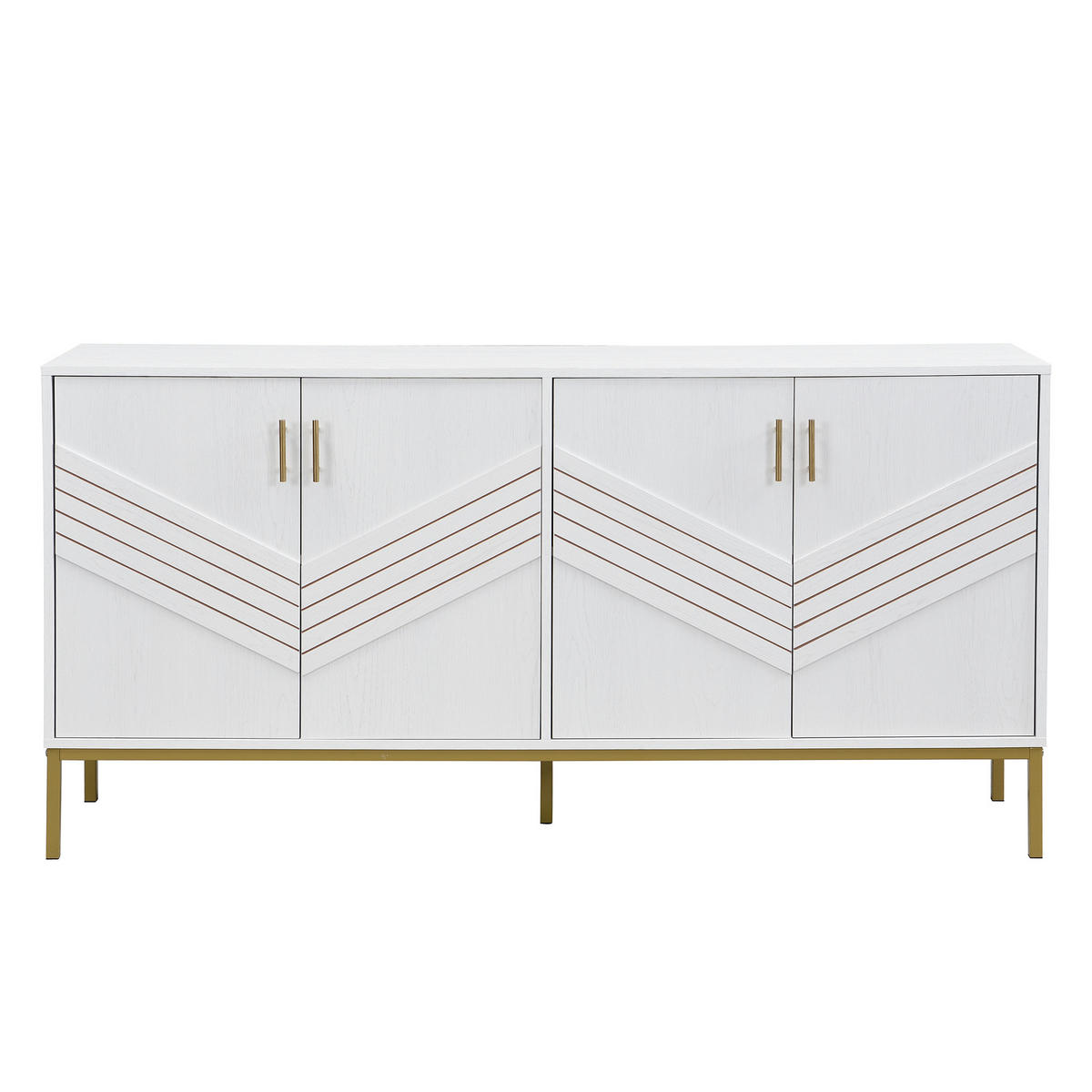 SIDEBOARD aus MDF in Weiß/Holzoptik mit 4 Türen und höhenverstellbaren Böden, 160/40/80,5 cm, Weiß/Holzoptik - Weiß, Holzwerkstoff (40/80.5/160cm) - Redom