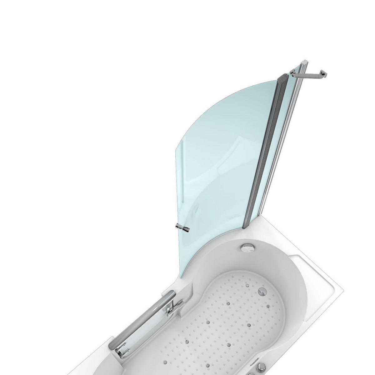 SENIORENDUSCHE Whirlpool mit Tür S12D-TH-AIR-R - Weiß, Glas/Kunststoff (170/200/85cm) - AcquaVapore by Sandra Jentho