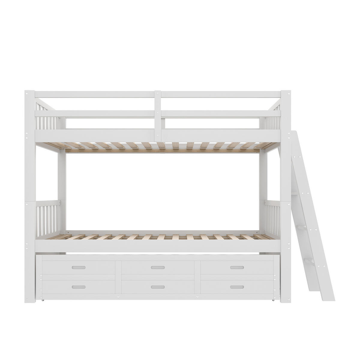 ETAGENBETT 90/200 cm aus Kiefer und MDF mit Ausziehbett und 3 Schubladen Weiß - Weiß, Holz (90/200cm) - Modenvie