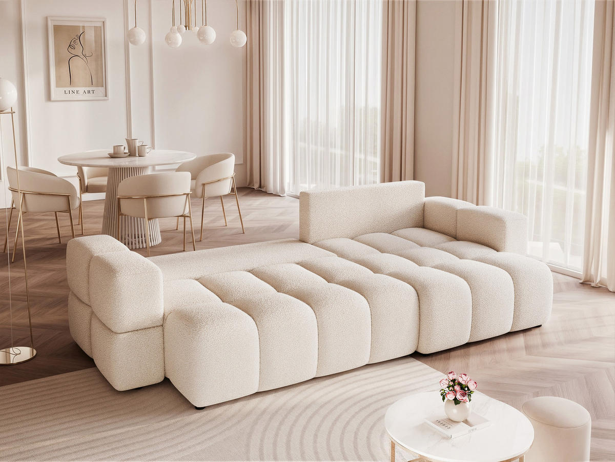 ECKSOFA BUENO mit Schlaffunktion und Bettkasten Creme - Creme, Holzwerkstoff/Kunststoff (280/148cm) - Idohome