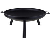 FEUERSCHALE Schwarz Metall Ø60cm mit Griffen, Feuerkorb, Gartenschale, Feuerstelle, Outdoorfeuer, Terrassenfeuer, Gartenheizung, Lagerfeuerstelle - Schwarz, Metall (62/30/62cm) - Resch