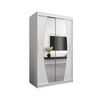 SCHWEBETÜRENSCHRANK 200/120/62 2-türig - Silberfarben/Weiß, Holz/Kunststoff (120/200/62cm) - Abiks Möbel
