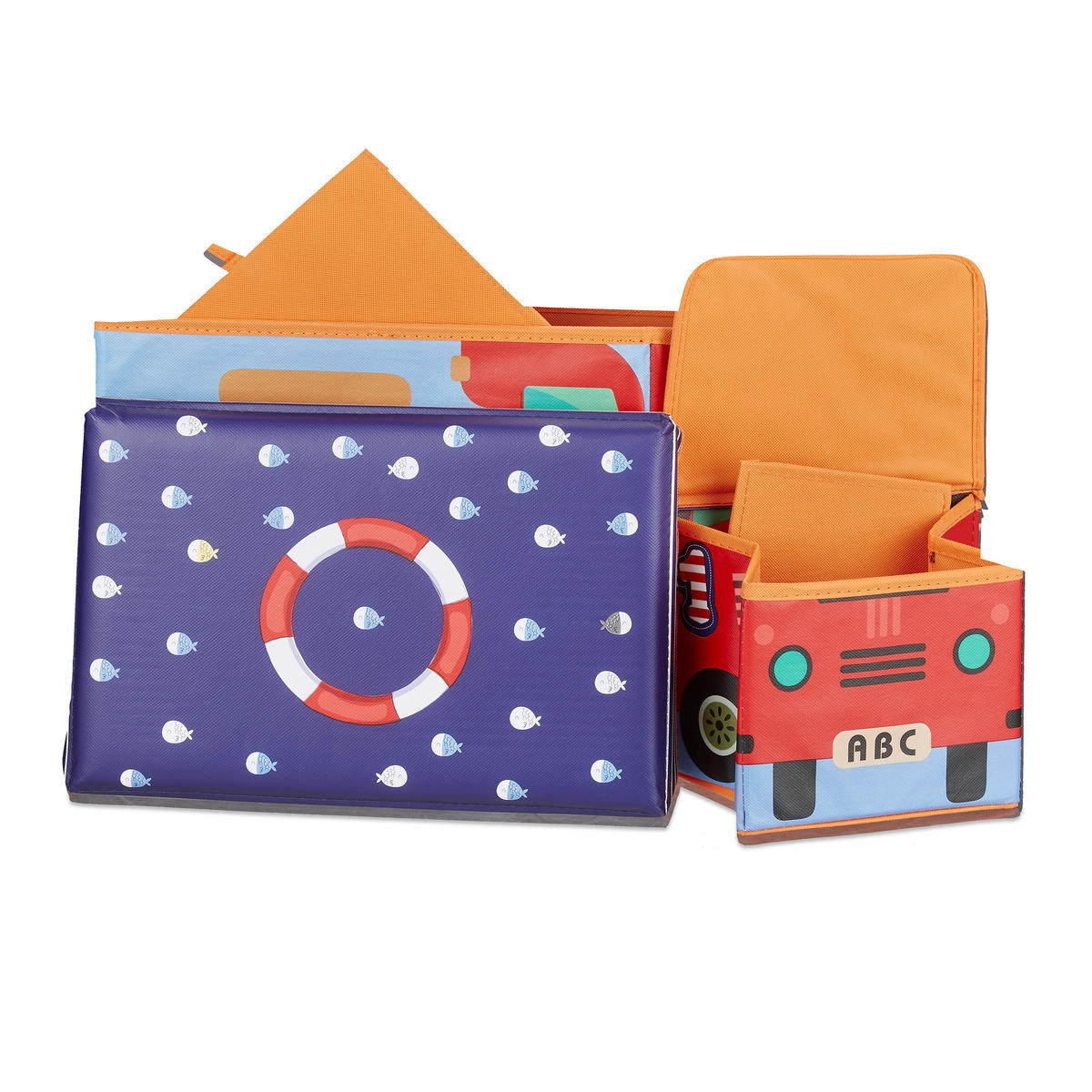 SITZBOX Kinder - Multicolor, Holzwerkstoff/Wellpappe (27/33/56cm) - Relaxdays