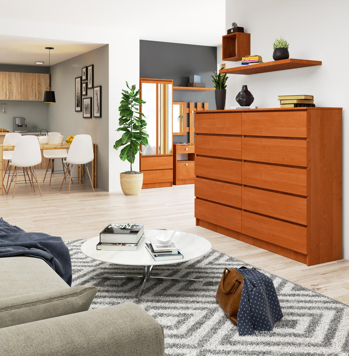 KOMMODE Erlefarben 121/160/40 - Erlefarben, Holzwerkstoff (160/121/40cm) - RAUMHIRSCH FURNITURE