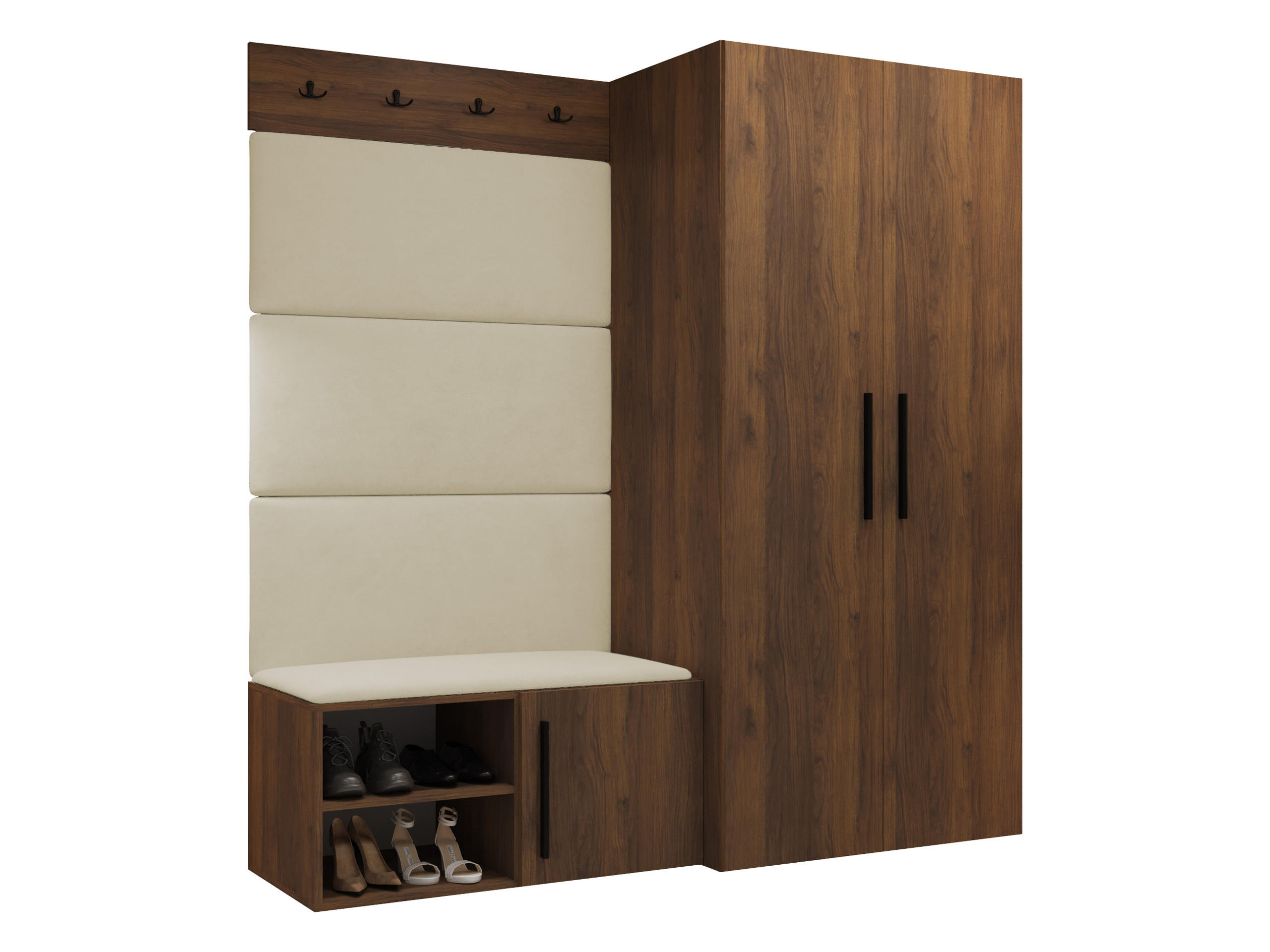 MOBILIER PENTRU HOL Medi I - bej/culoare lemn de nuc, material plastic/compozit lemnos (80/191/50cm) - MIRJAN24
