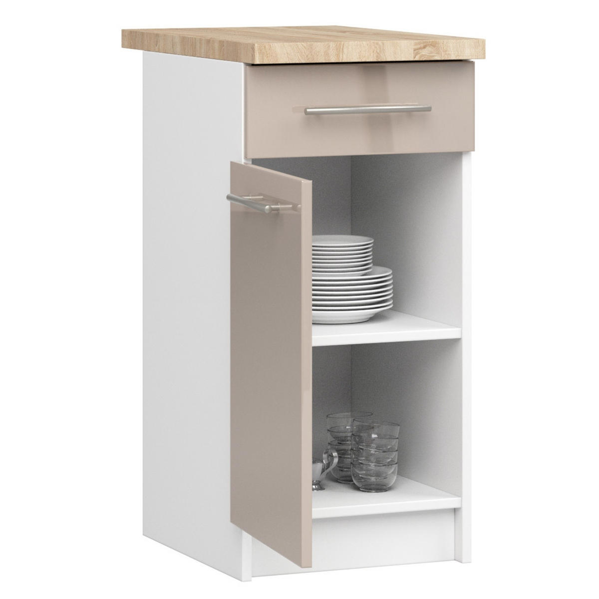 UNTERSCHRANK Weiß, Cappuccino Glanz 85/40/46 - Weiß, Holzwerkstoff (40/85/46cm) - RAUMHIRSCH FURNITURE