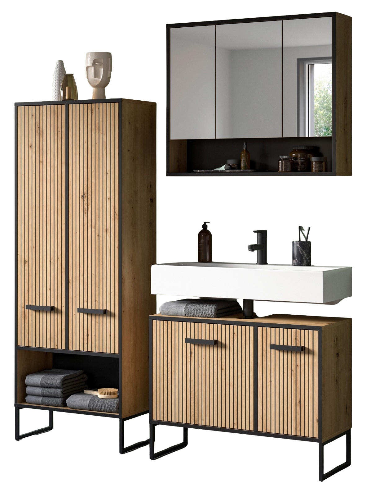Inn.Furn Badmöbel-Set Eiche Artisan 154x192x36 cm