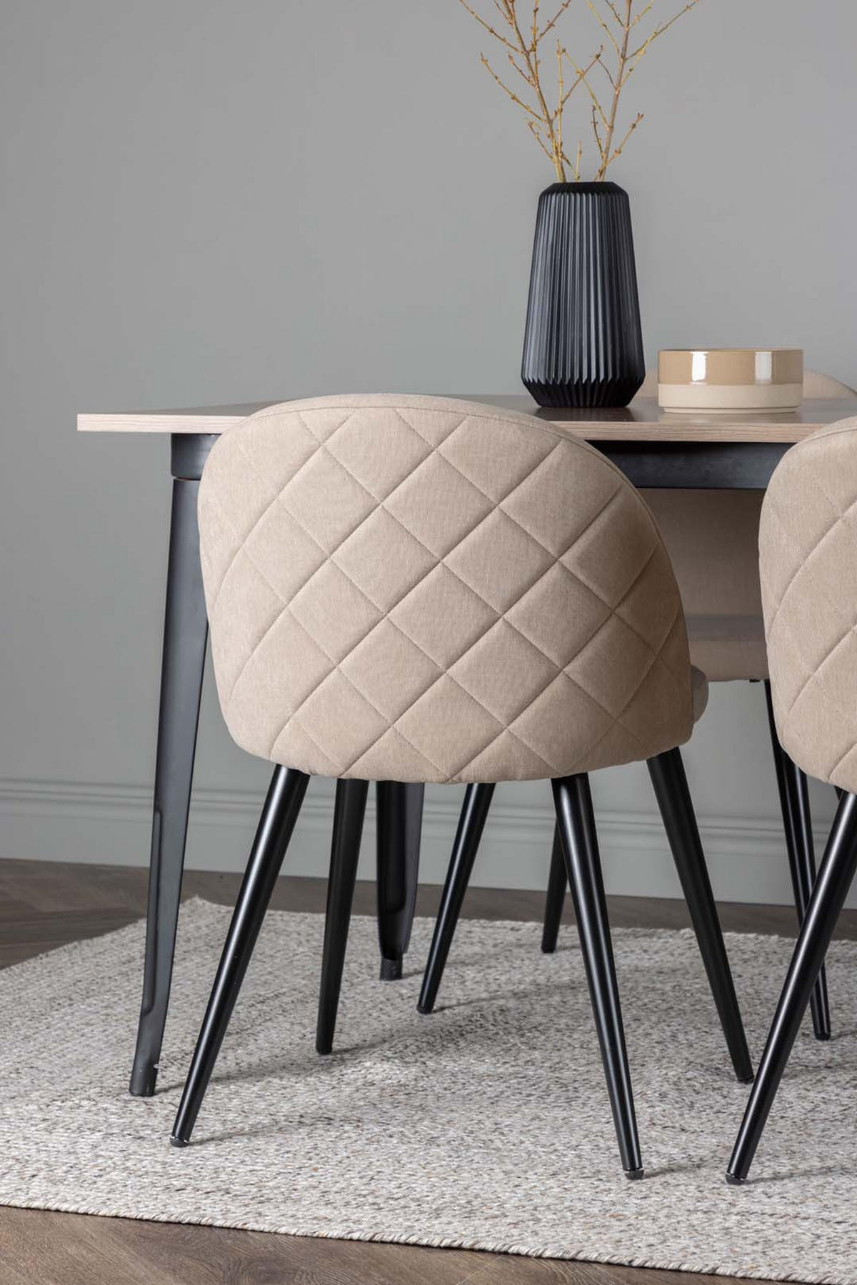 ESSGRUPPE, Tempe, Tisch Beige, Stühle Beige, Holz, 80 x 140 x 75 cm, 5-teilig - Beige, Holz/Metall (80/75/140cm) - ebuy24