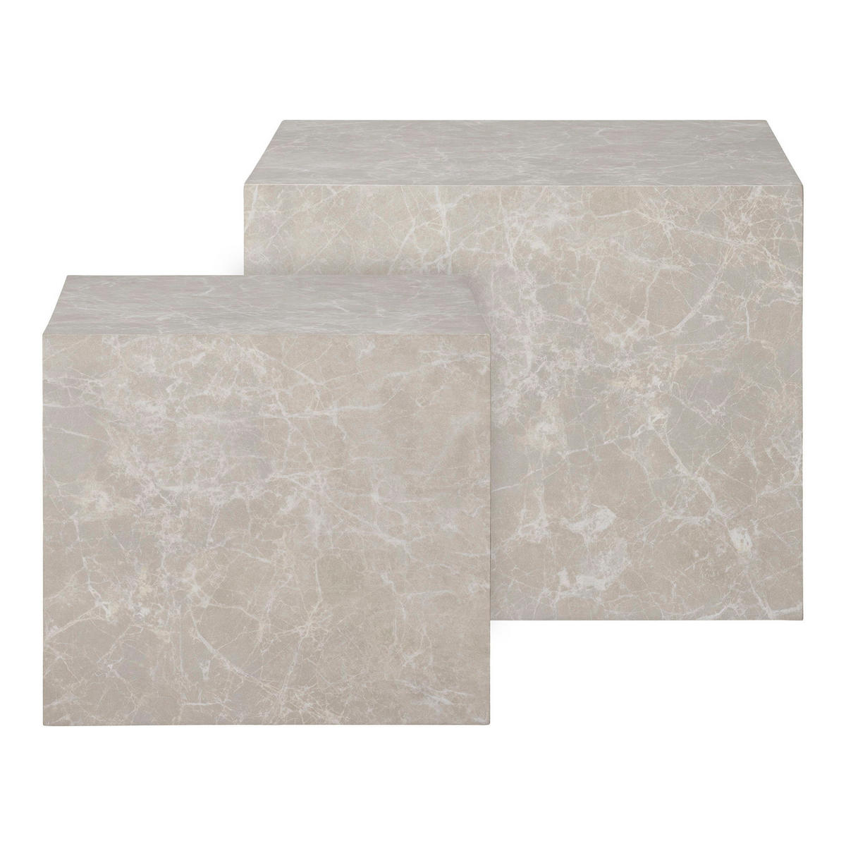 COUCHTISCH Set Marmor Optik - Hellgrau, Holzwerkstoff (50/50/40cm) - tinkaro