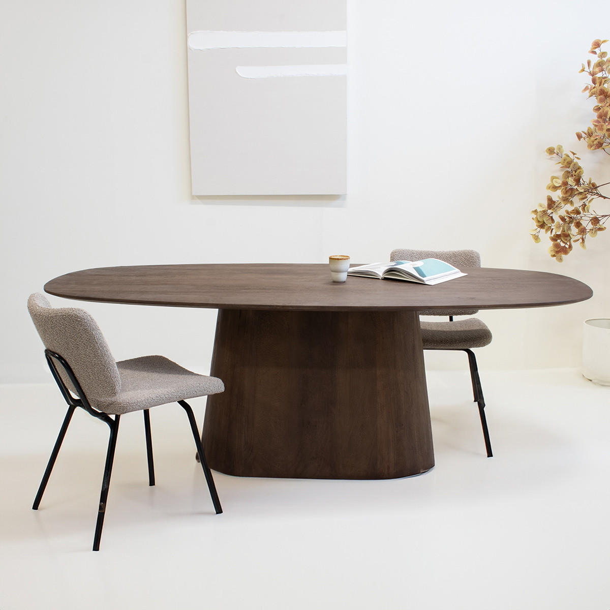 ESSTISCH Dänisch Oval Walnuss - 160x100x76cm - Stijn - Dunkelbraun, Holz (160/100/76cm) - Giga Meubel