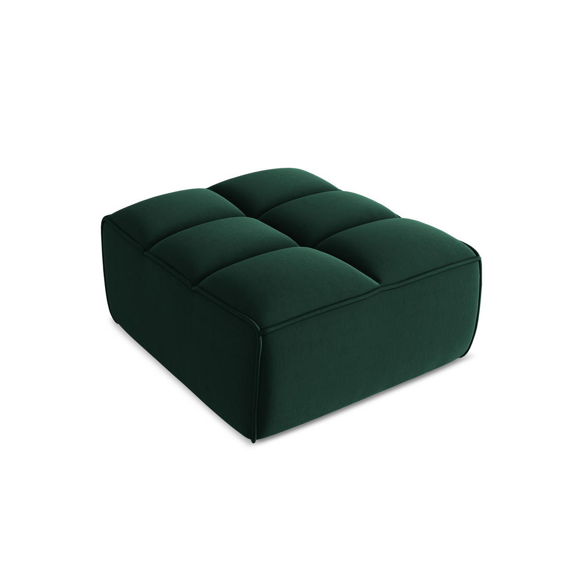 POUF Samt Stoff Grün - Dunkelgrün/Schwarz, Kunststoff/Textil (80/43/93cm) - LaMiaSofa
