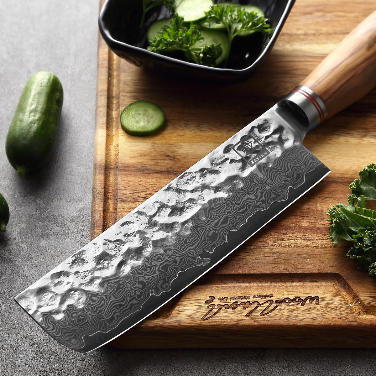 NAKIRIMESSER 17 cm - Braun, Holz/Metall (30cm) - Zayiko