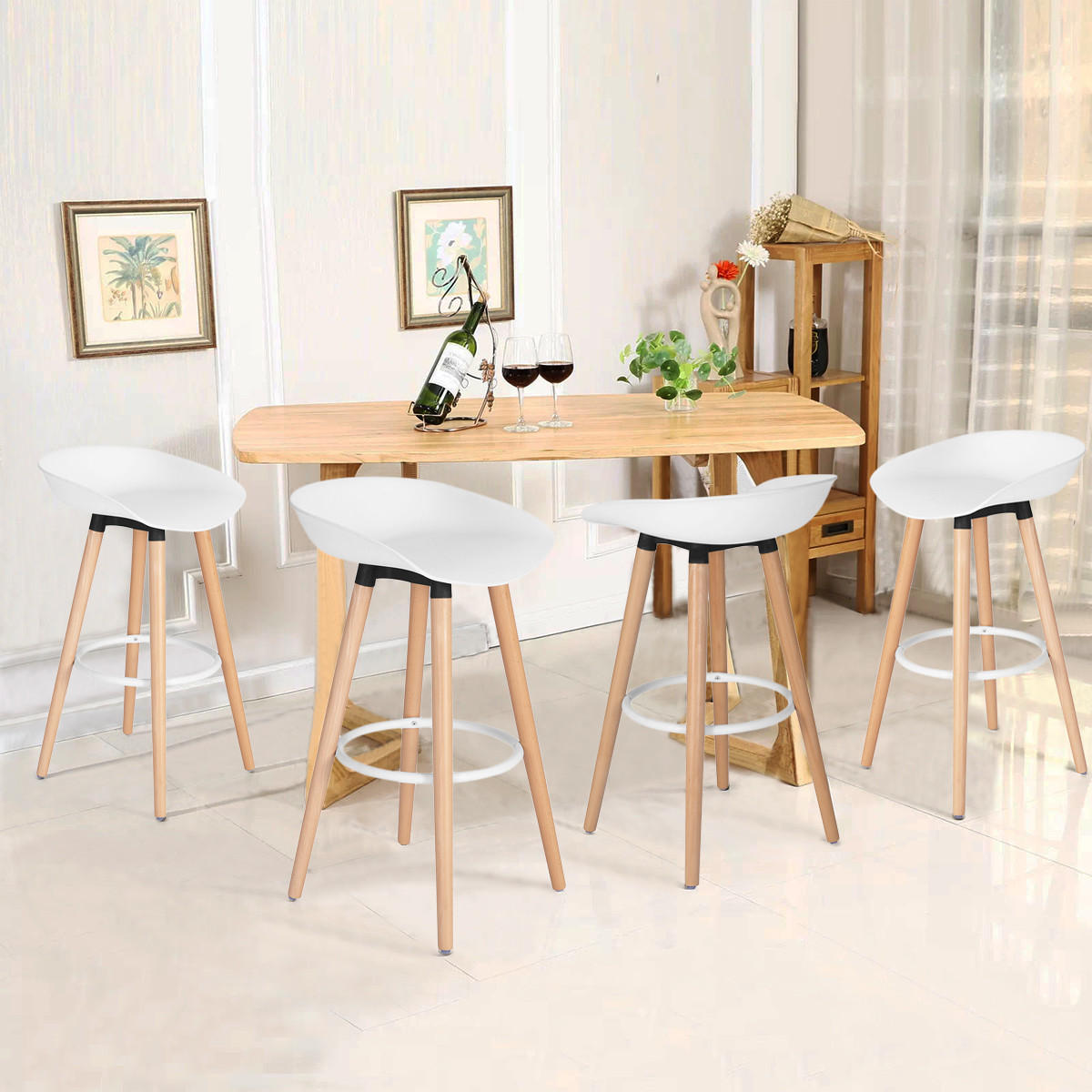 BARHOCKER-SET 2 Stück Weiß - Eichefarben/Weiß, Holz (45/77.5/43.5cm) - Urban Meuble