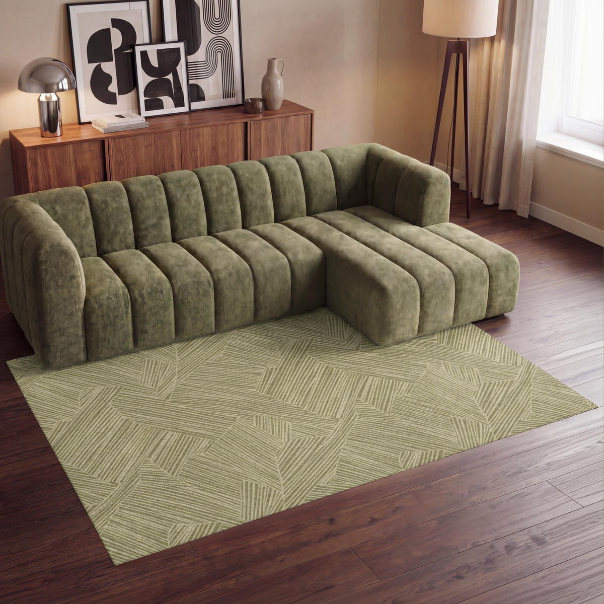 KOBERCE - Abstraktné - Moderné - Zelené - 230x150 cm - olivovozelená, textil/plast (230/0.4cm) - OnlyWow