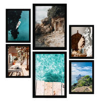 POSTER Set Mit 6 Ibiza Spanien 2 In Fotografie A3 & A4 Schwarzer Rahmen - Schwarz, Papier (29/3cm) - Nacnic