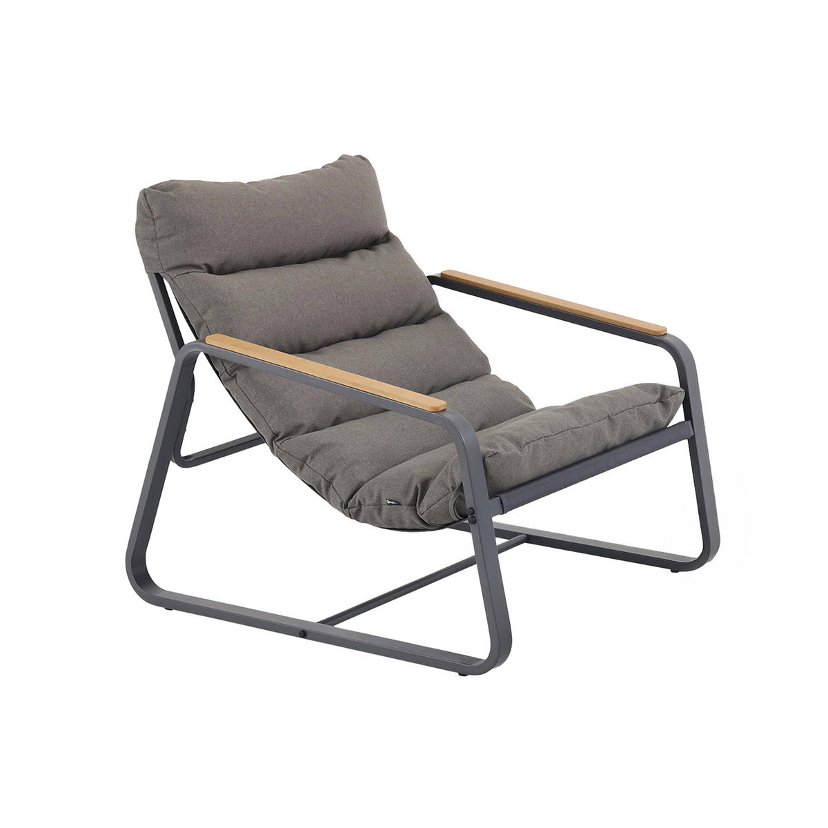 GARTEN-RELAXSESSEL mit Fußstütze, Grau - Grau, Textil (72/77/91cm) - Oviala