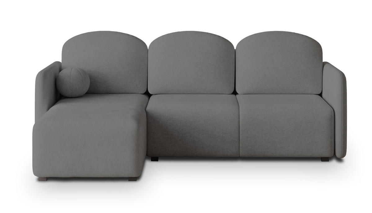 ECKSOFA SUVINO Grau Geflochtener Stoff mit Schlaffunktion - Grau, Holz (230/143cm) - MASSENO