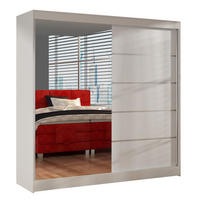 SCHWEBETÜRENSCHRANK Basti III - 200 cm - Weiß, Holzwerkstoff/Metall (200/215/58cm) - Sofnet