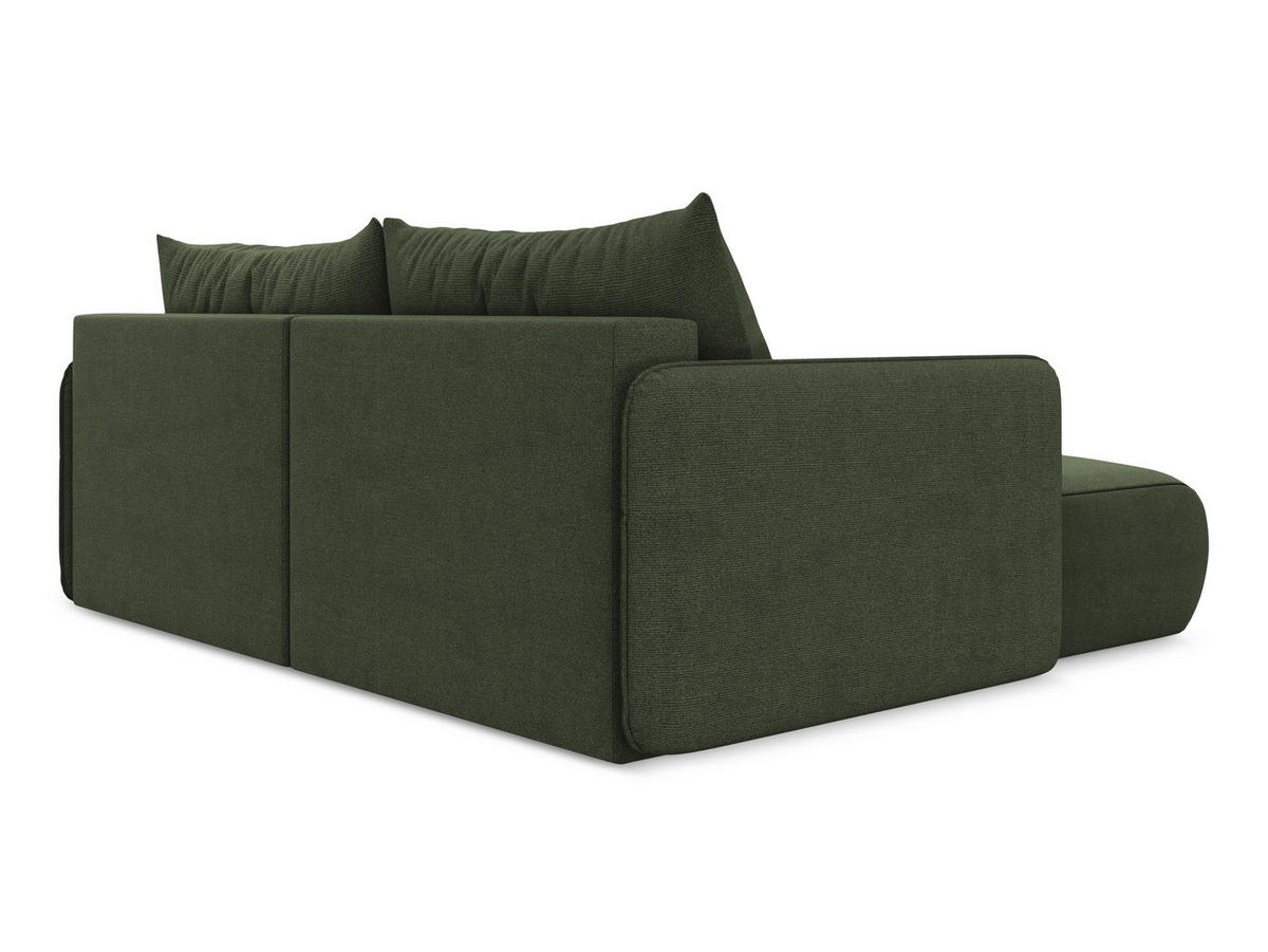 ECKSOFA mit Schlaffunktion Strukturstoff Stoff Grün - Schwarz/Olivgrün, Kunststoff/Textil (148/207cm) - Makamii