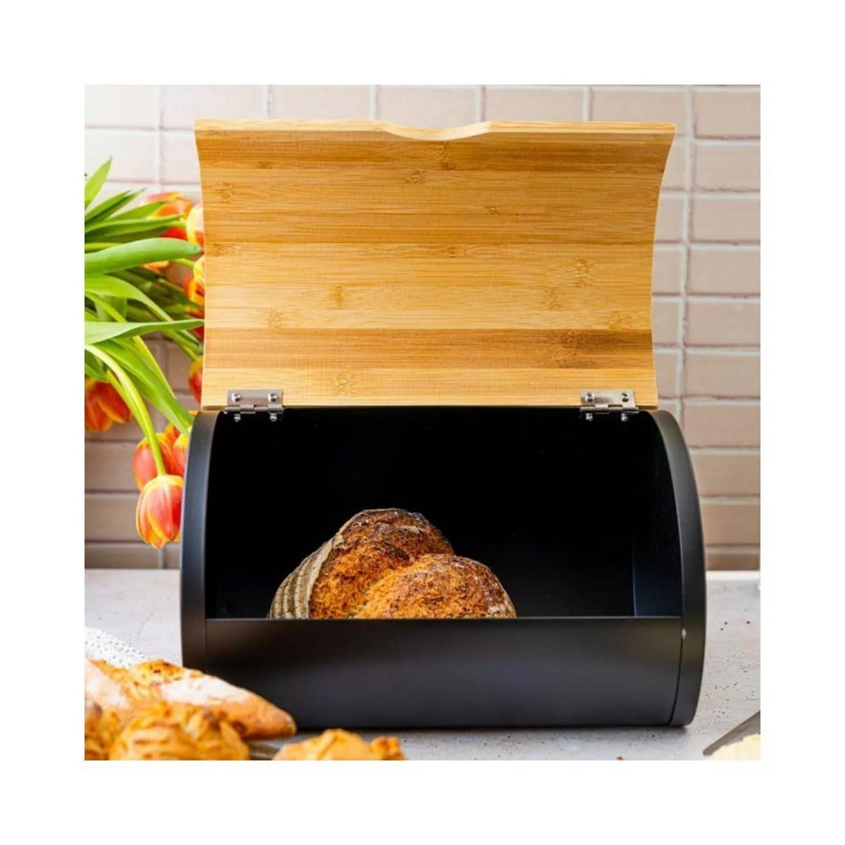 BROTKASTEN Schwarz 32/24/20.5 cm KB7711 - Schwarz, Metall (24/20.5/32cm) - Klausberg 