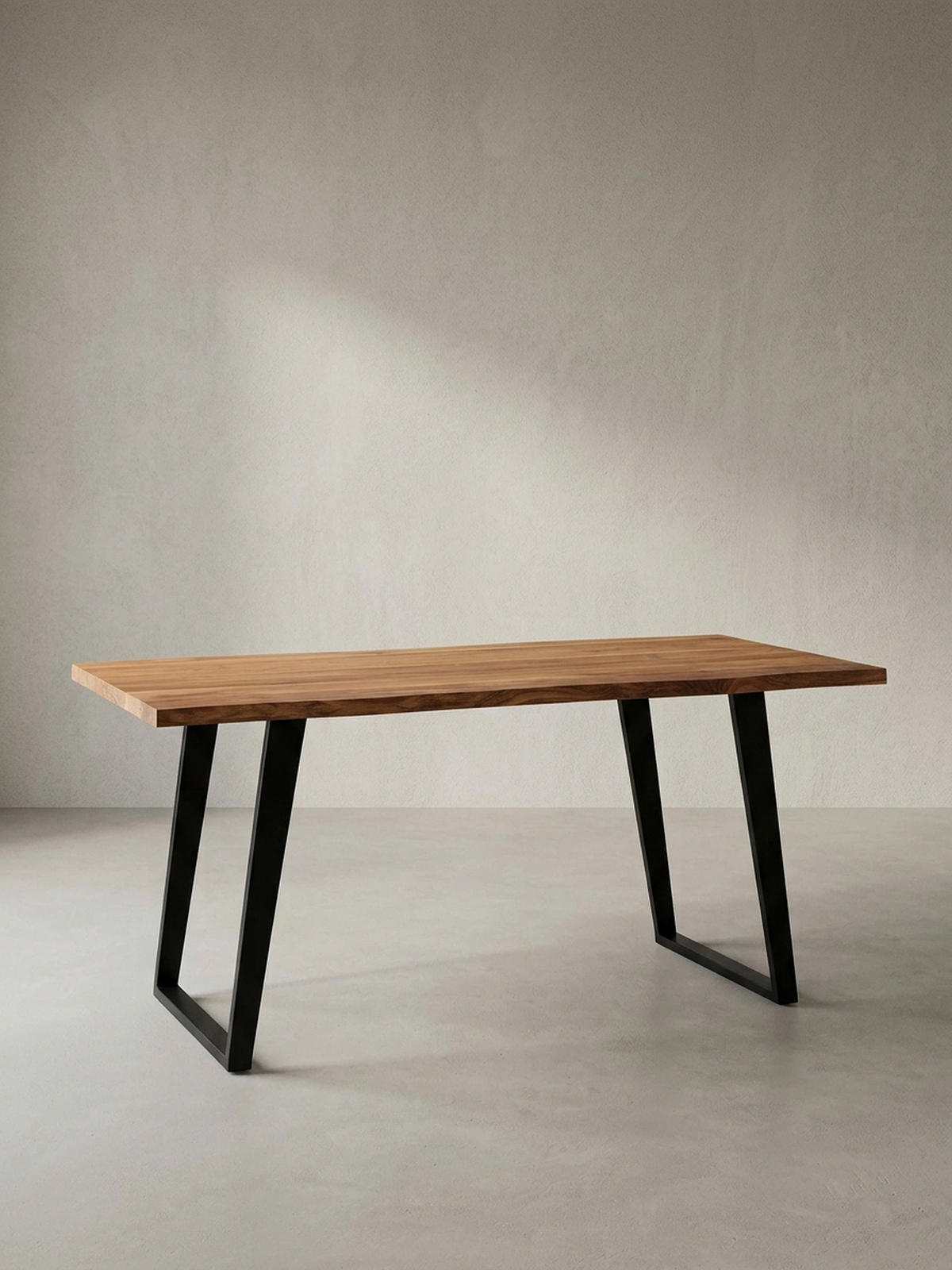 SCHREIBTISCH Massivholz Baumkante U-Gestell Handarbeit ATOLL, Goldbraun-Schwarz 120x60x76 cm - Schwarz/Braun, Holz/Metall (120/60/76cm) - KADIMA DESIGN