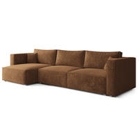 ROHOVÁ Sedačka TOLMO LUMO 35, Světle hnědá - šedá/světle hnědá, dřevo/textil (347/148cm) - MASSENO