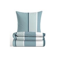 BETTWÄSCHE-GARNITUR Biber Längsstreifen petrol, 155x220 cm + 80x80 cm - Petrol, Textil (155/220cm) - Castell