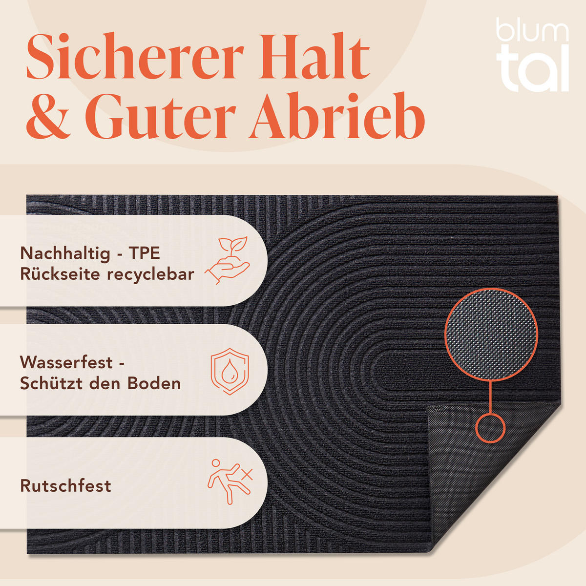 FUSSMATTE 60/90 cm Anthrazit - Anthrazit, Textil (60/90cm) - Blumtal