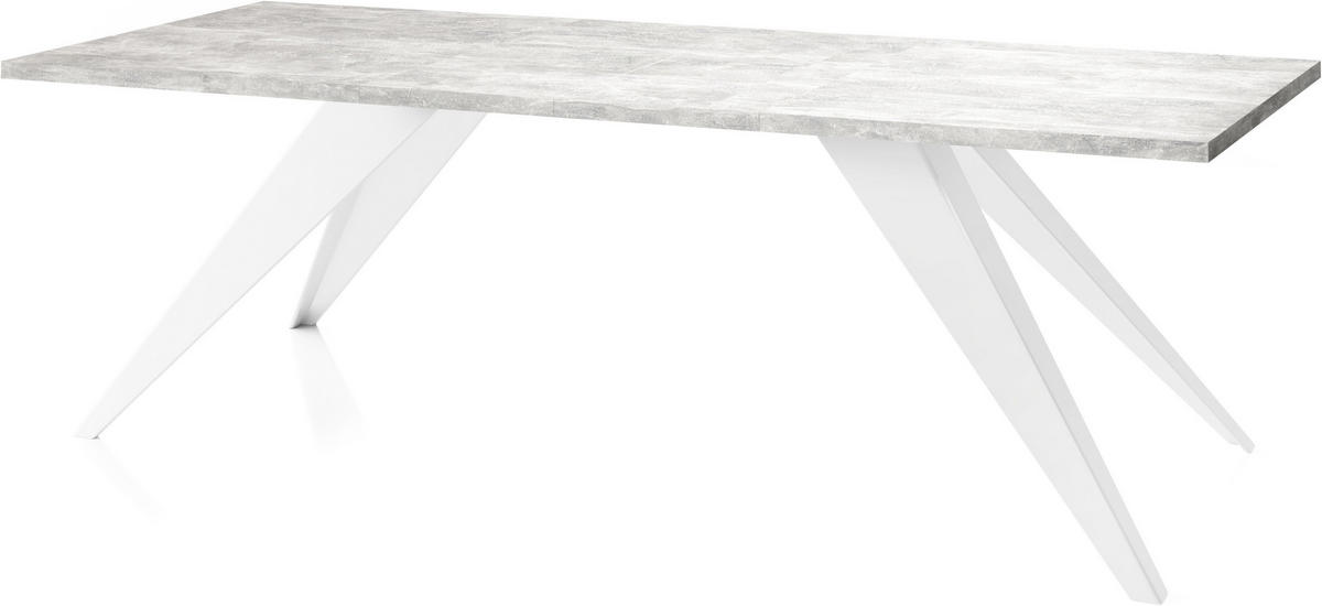 ESSTISCH Vance Weiß rechteckig ausziehbar, Grauer Beton 160-260/90/76 cm - Hellgrau/Weiß, Holzwerkstoff/Metall (160/90/76cm) - WFL GROUP