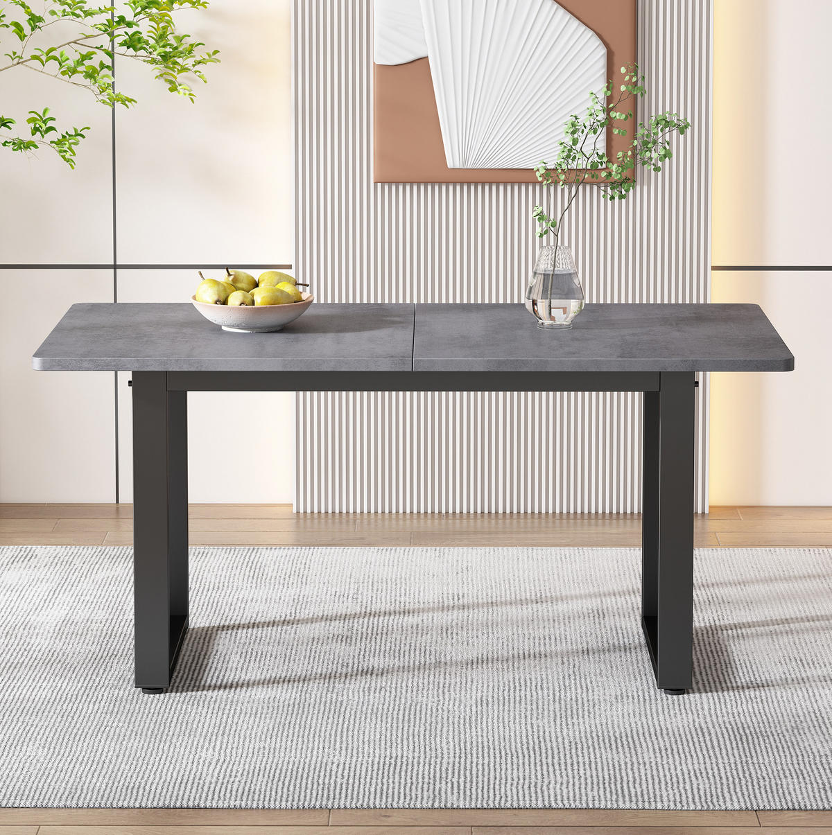 ESSTISCH 140/70/75 cm Schwarz/Grau aus Spanplatte und Metall im Industriestil - Schwarz, Holzwerkstoff (140/70/75cm) - OKMYHOME