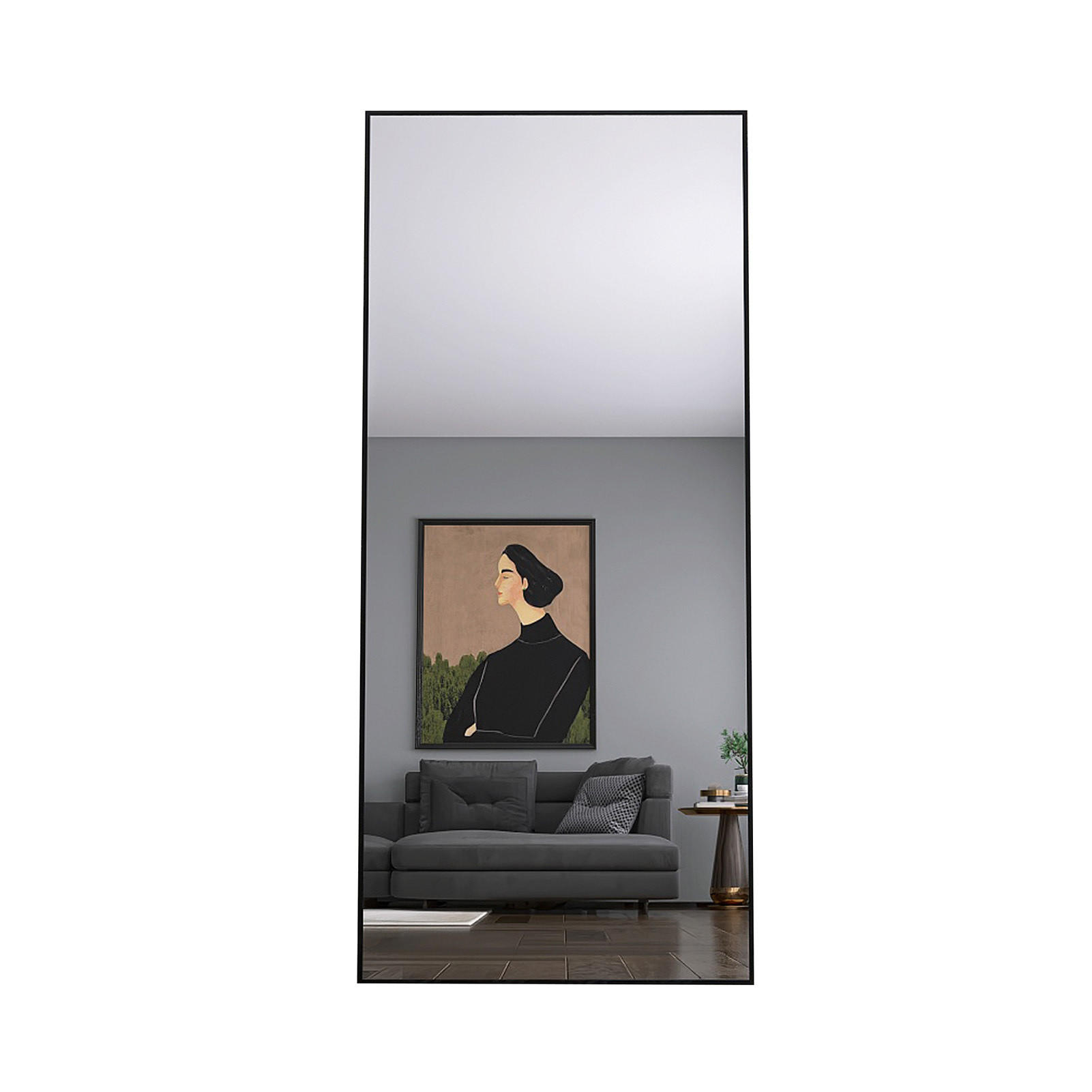 GANZKÖRPERSPIEGEL 80x180 cm, rechteckiger Aluminiumrahmen, ideal für Schlaf- & Wohnzimmer, Schwarz - Schwarz, Metall (80/3/180cm) - BRILVERDE