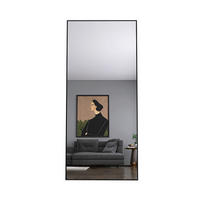 GANZKÖRPERSPIEGEL 80x180 cm, rechteckiger Aluminiumrahmen, ideal für Schlaf- & Wohnzimmer, Schwarz - Schwarz, Metall (80/3/180cm) - BRILVERDE