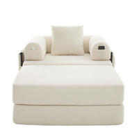 SESSEL mit Hocker 112/190/67 cm montagelos, mit Seitentasche, Kissen und modularem Design, Beige - Beige, Textil (190/67/112cm) - Redom