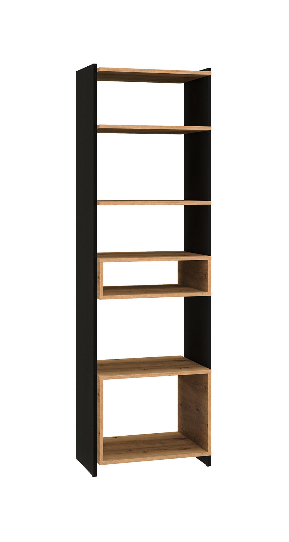 Feldmann-Wohnen Standregal Braun, Schwarz 55x180x40 cm