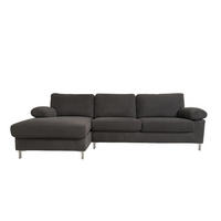 ECKSOFA galway anthrazit 5-sitzer cord - Grau, Holz (262/132cm) - Concept Usine