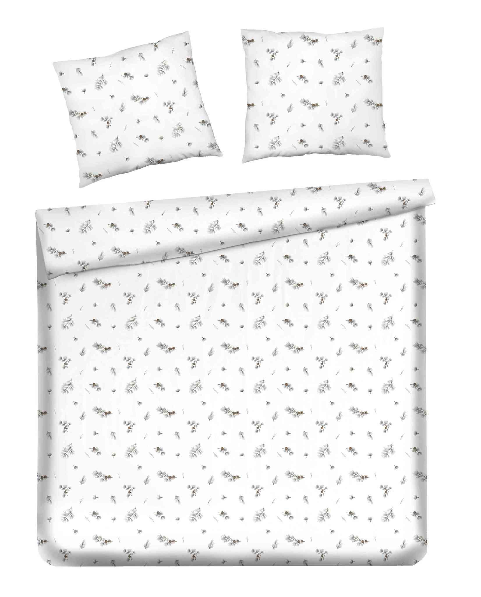 BETTWÄSCHE Satin GRINESO, 200x220 cm, Weiß, Winter Weihnachten Bettbezug, Weihnachtsdeko, Christmas, Weihnachtsmotiv - Weiß, Textil (200/220cm) - home&you