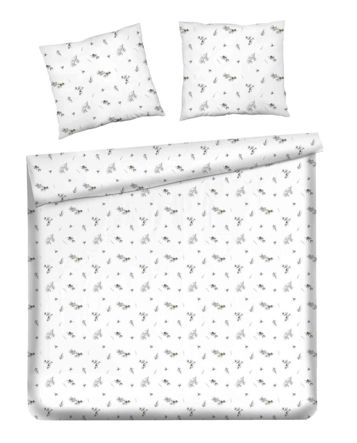 BETTWÄSCHE Satin GRINESO, 200x220 cm, Weiß, Winter Weihnachten Bettbezug, Weihnachtsdeko, Christmas, Weihnachtsmotiv - Weiß, Textil (200/220cm) - home&you