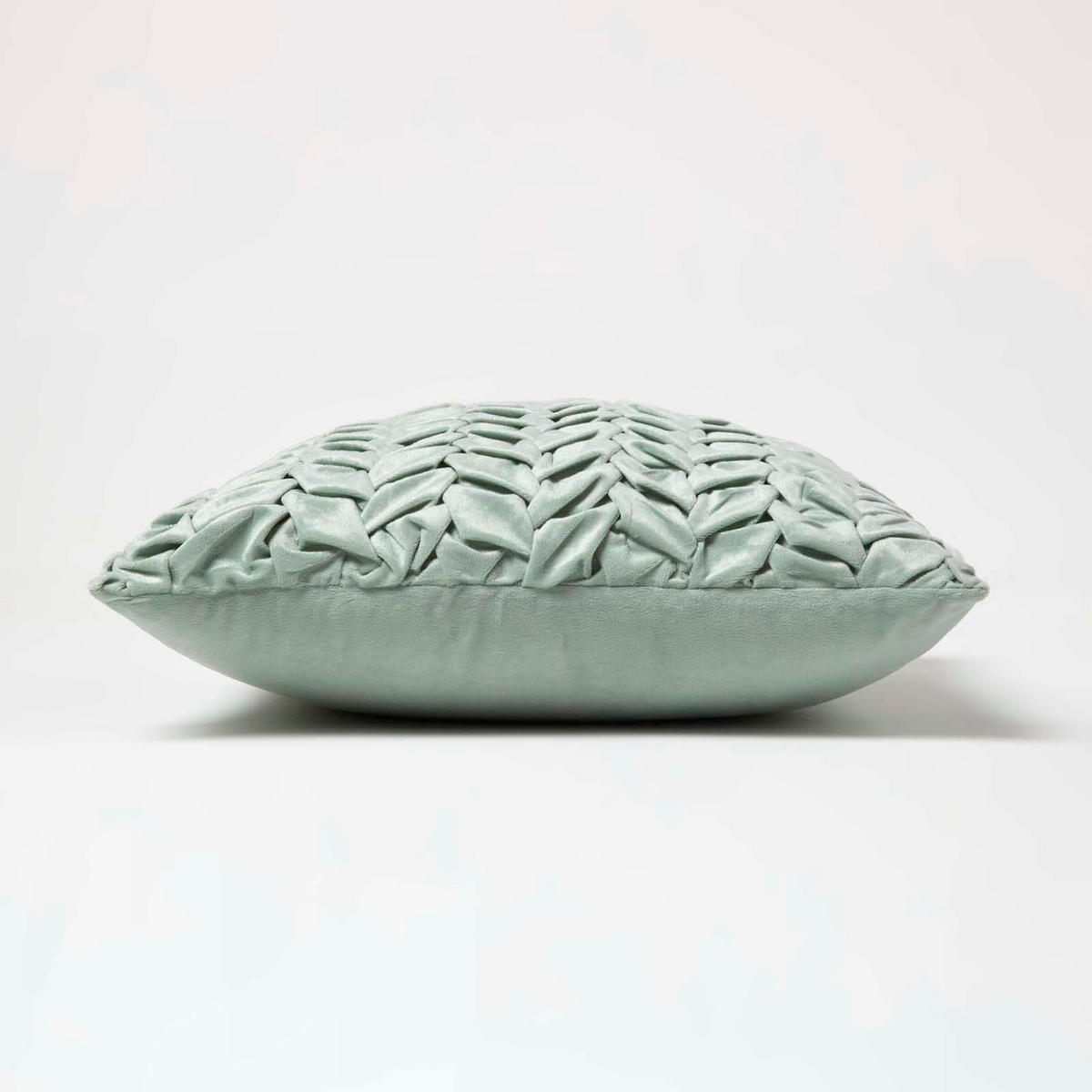 SAMTKISSEN Grace mint 45/45 cm plissiert in Flechtoptik - Mintgrün, Textil (45/45cm) - Homescapes