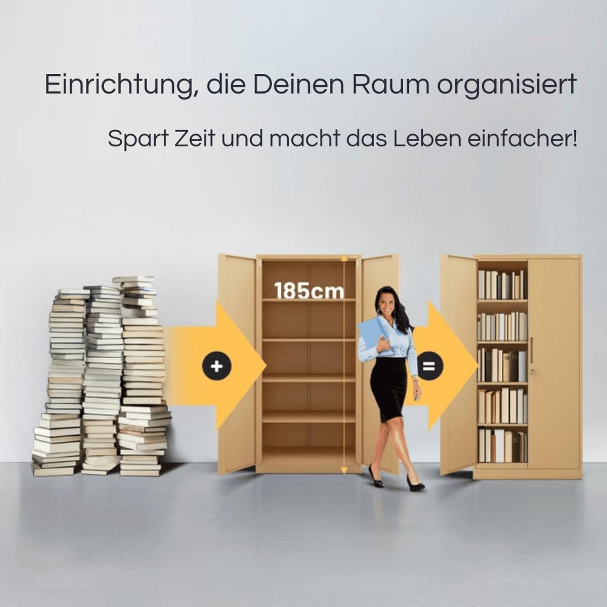 AKTENSCHRANK abschließbar KADO mit Flügeltüren 185x90x40cm Beige - Beige, Metall (90/185/40cm) - DELUKE