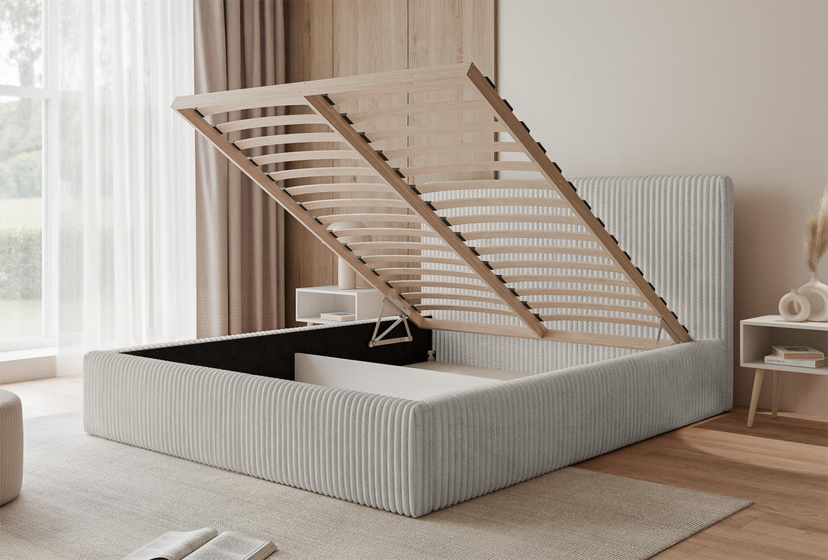 POLSTERBETT Fiugii 140x200 cm, Hellgrau - Hellgrau, Textil (140/200cm) - Fedve