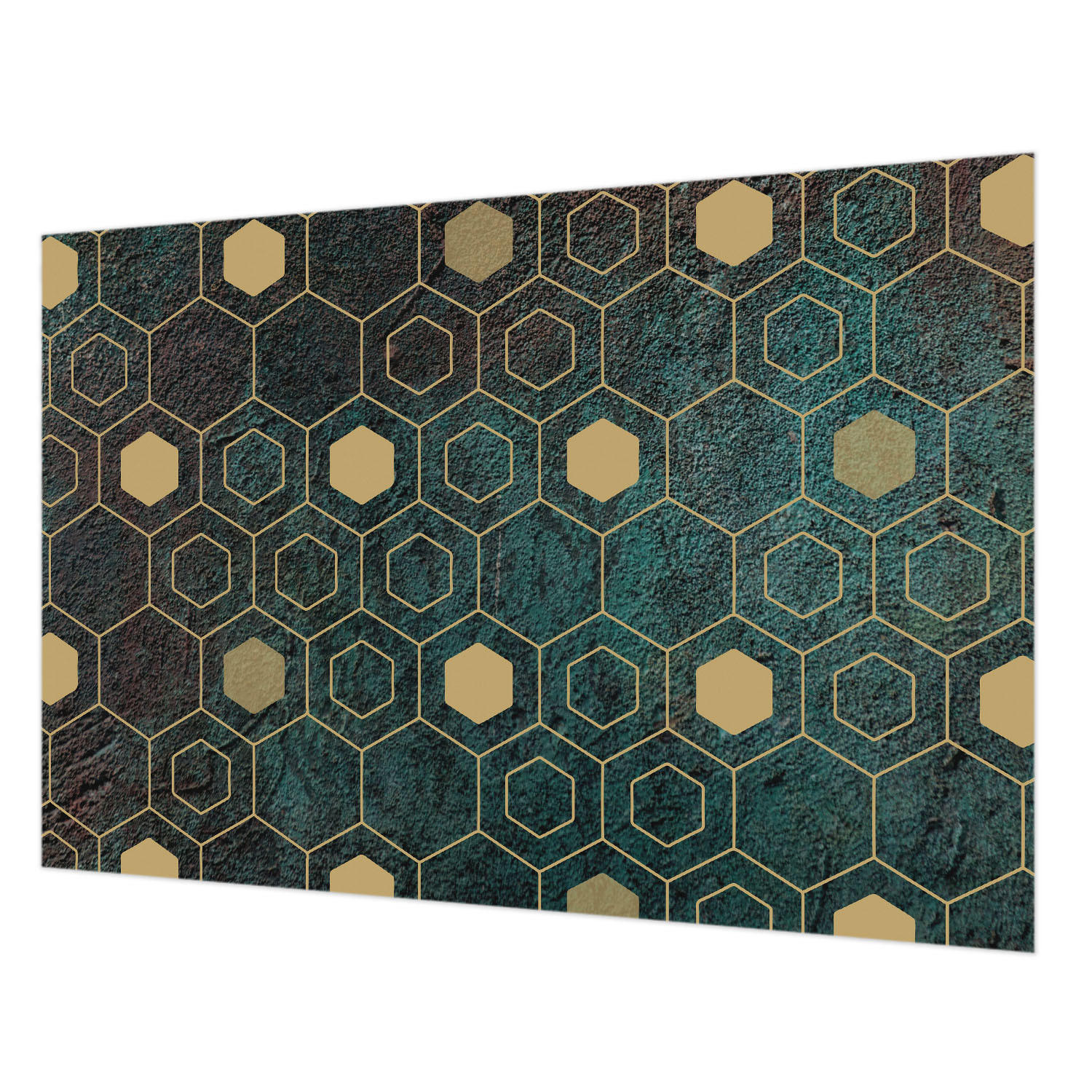 FOTOTAPETE 152x104 cm - Geometrische Sechsecke - Grün, Textil (152/104cm) - Wallfluent