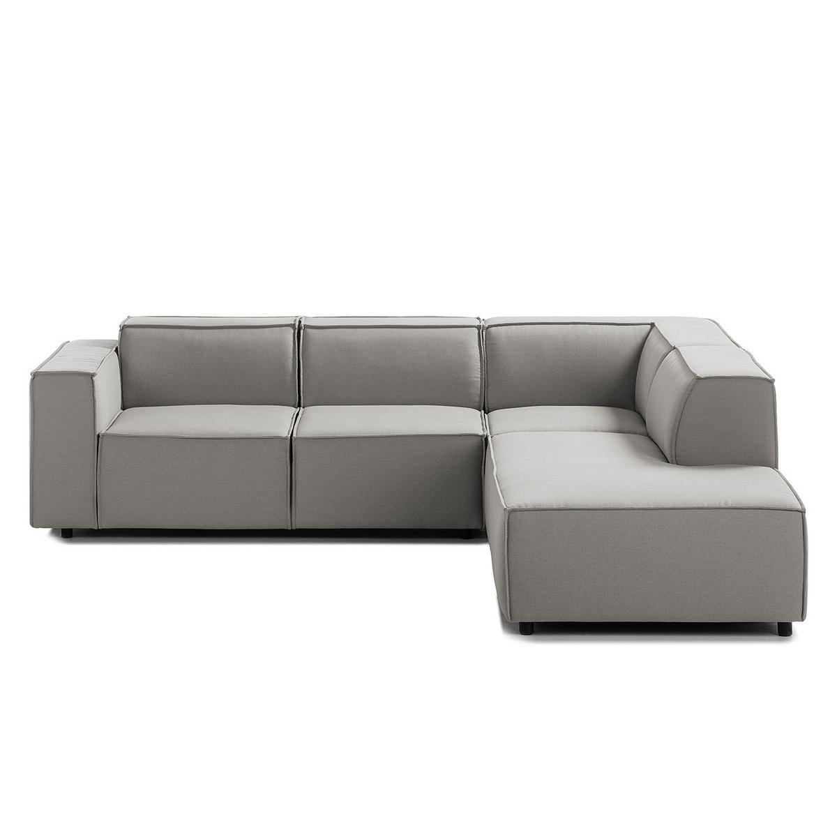 ECKSOFA mit Ottomane - Graubraun/Schwarz, Kunststoff/Textil (260/234cm) - home24