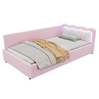 BETT 90/200 cm Rosa mit LED-Beleuchtung und Lattenrost - Rosa, Textil (90/200cm) - Flora Grace