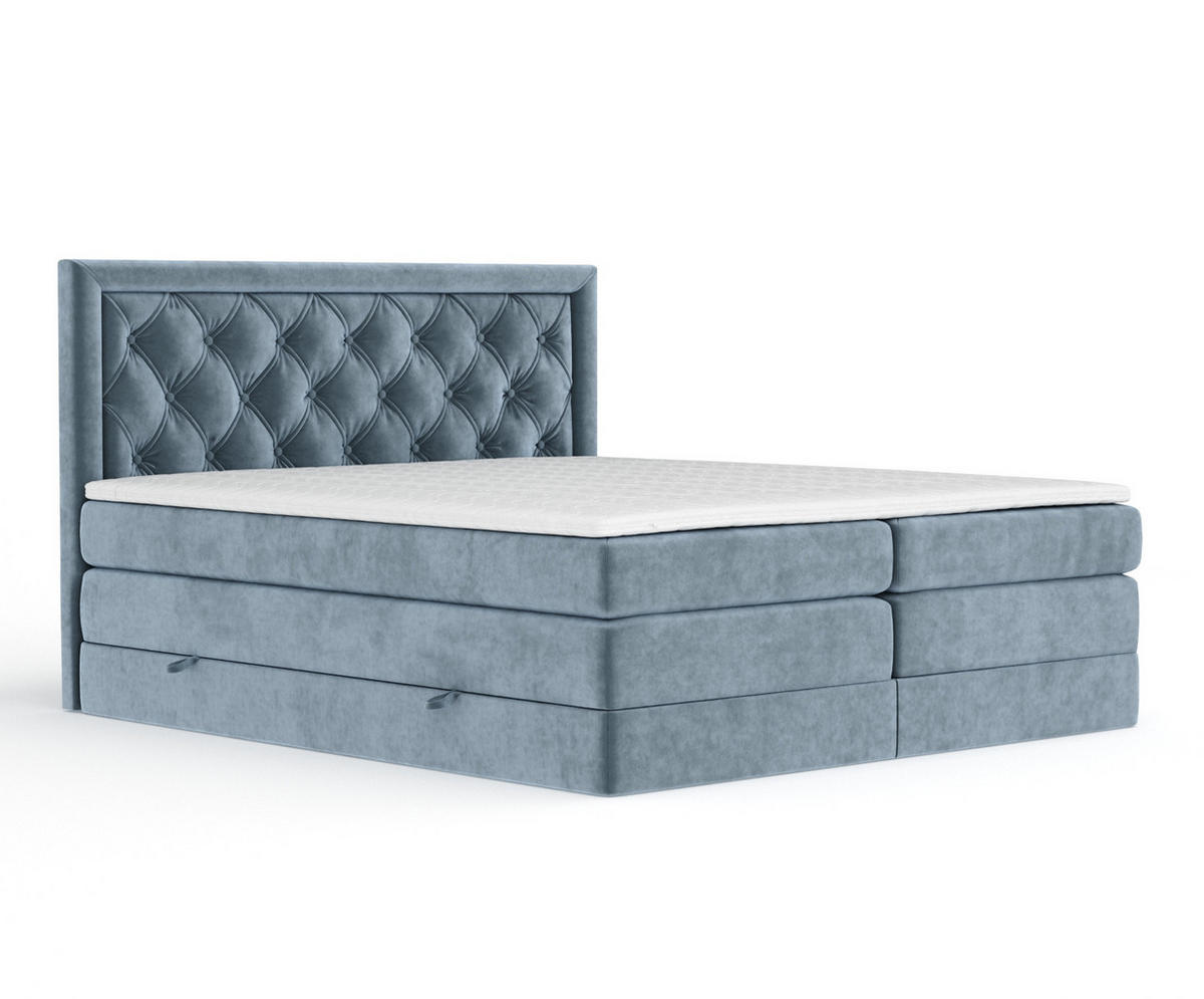 BOXSPRINGBETT Aurelia Blau Grau 160/200 cm - Blaugrau/Schwarz, Holz/Holzwerkstoff (160/200cm) - Maison de Reve